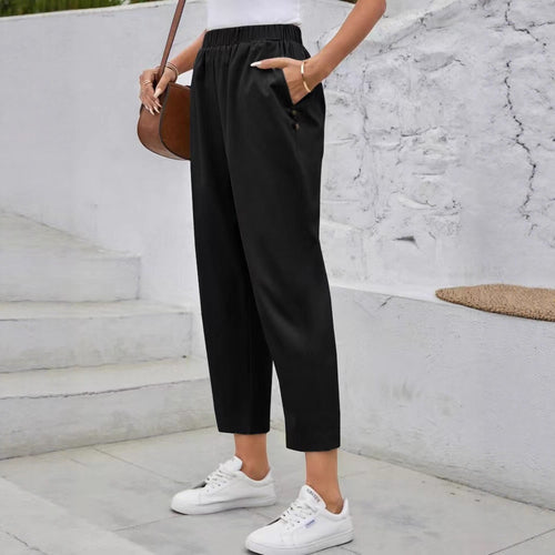 Damen elegante Freizeithose mit elastischem Bund und praktischen Taschen Drune