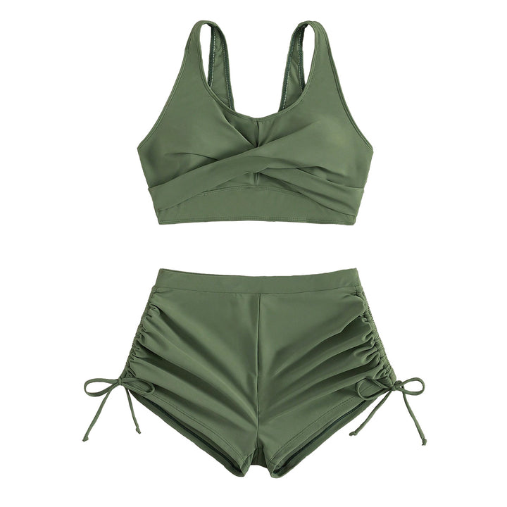 Damen Sportlicher Bikini mit gerafften Shorts Drune