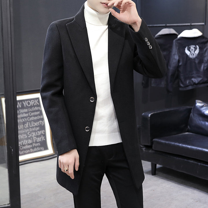 Herren eleganter Wollmantel mit modernem Schnitt und praktischen Taschen Drune