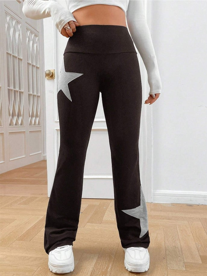 Damen legere Bootcut-Leggings mit Sternen-Motiv Drune
