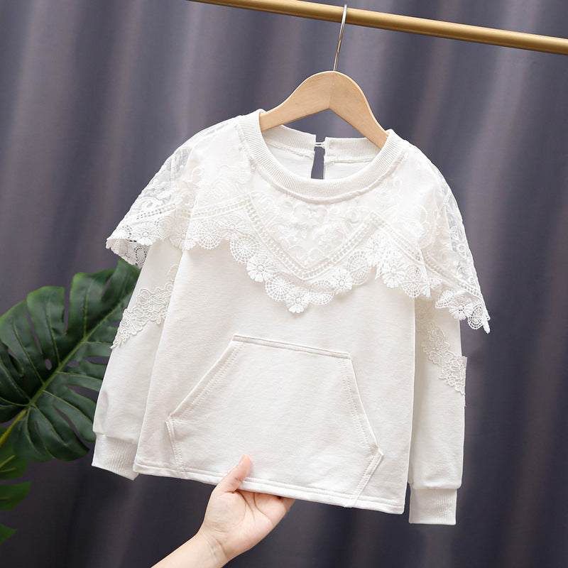 Damen Sweatshirt mit verlunter Spitze Drune