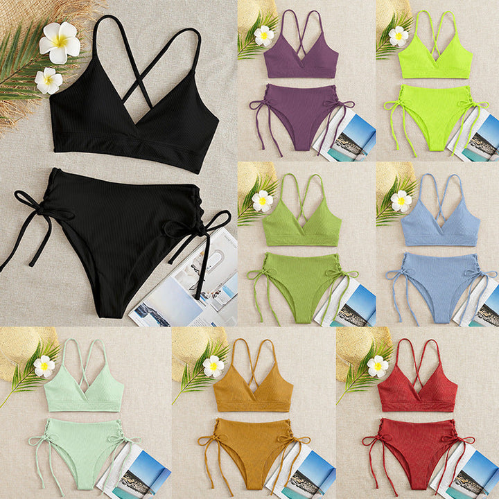 Damen Bikini-Set mit verstellbaren Trägern und raffinierten Schnürdetails Drune