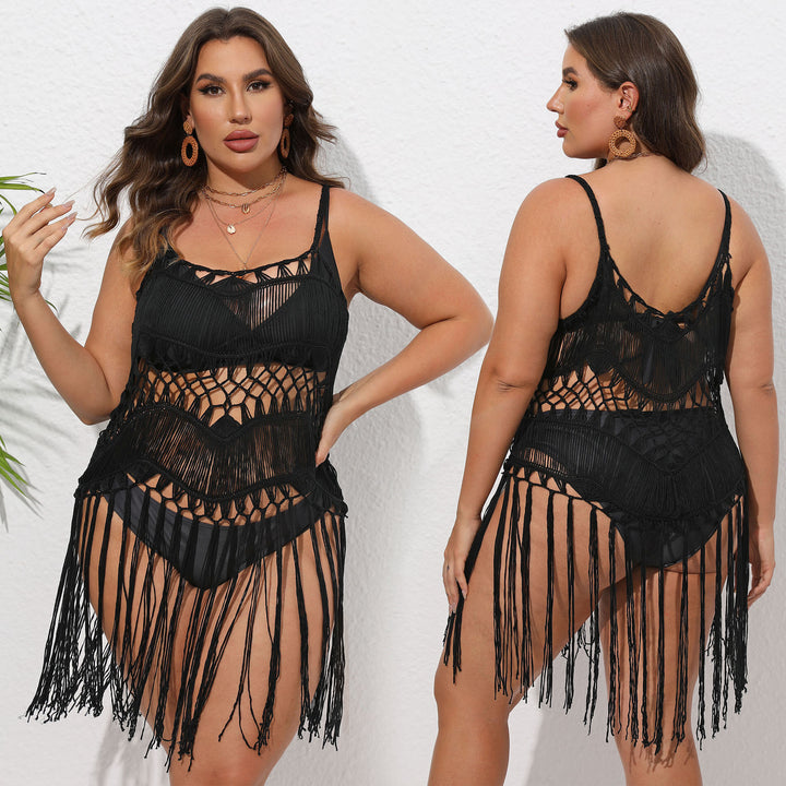 Damen Häkel-Strandüberwurf mit fransigem Design Drune