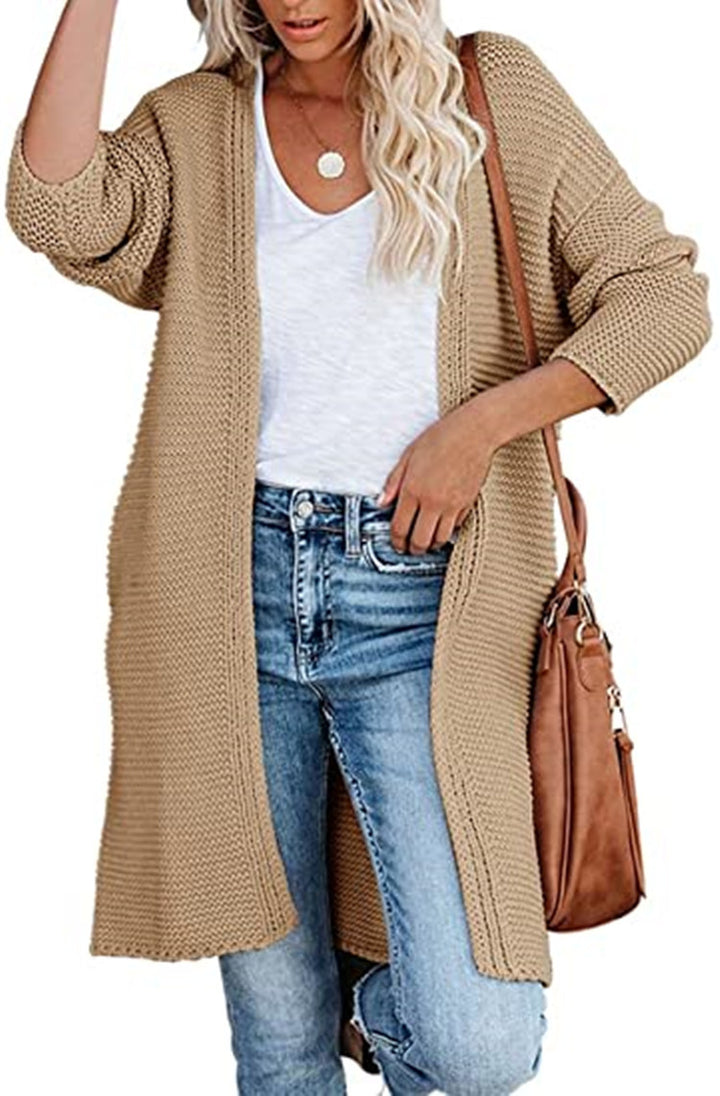 Damen Grobstrick-Cardigan mit lässigem Schnitt und offenen Kanten Drune