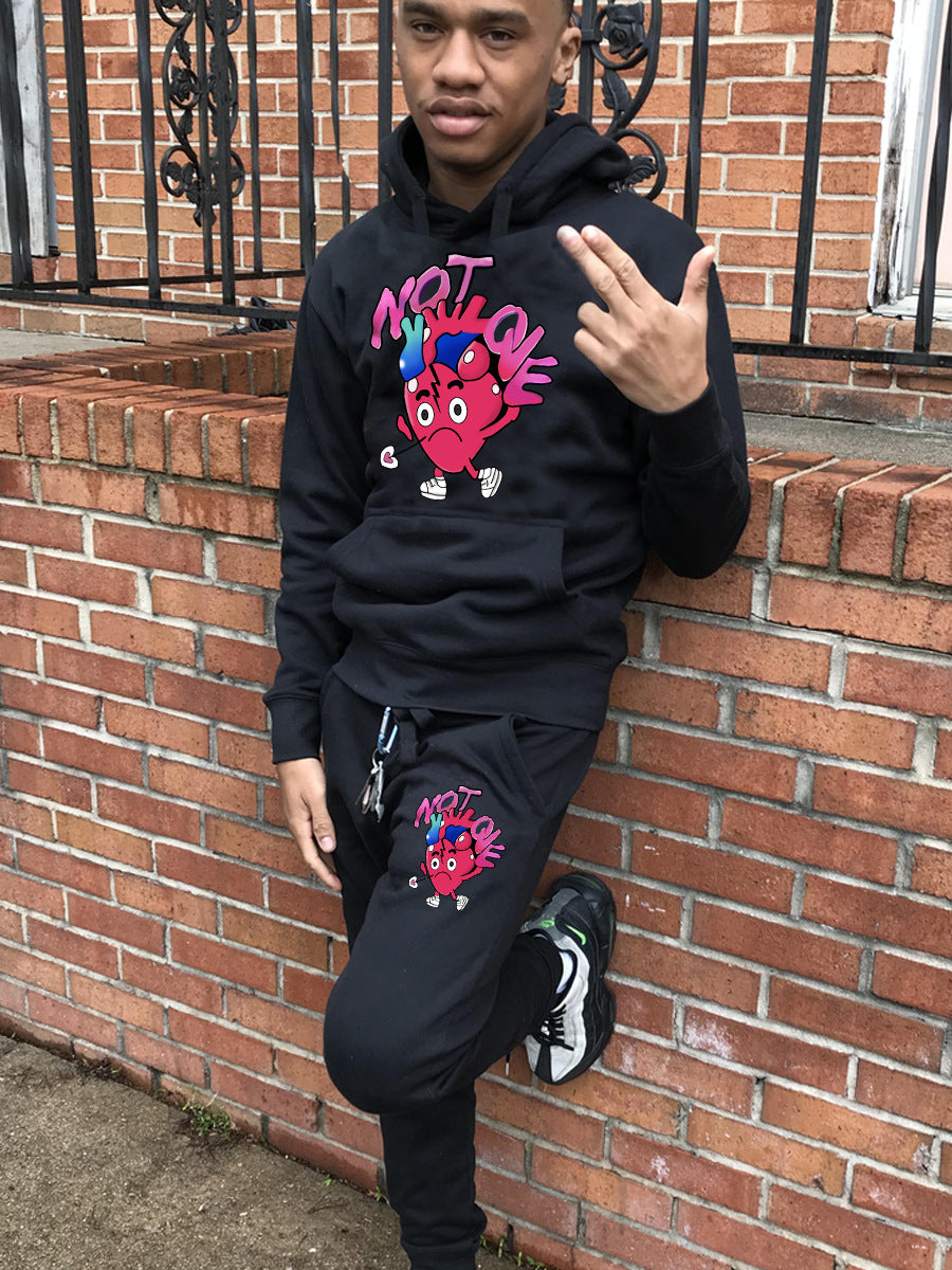 Damen Sweatshirt und Jogginghose Set mit kreativem Herzmotiv Drune