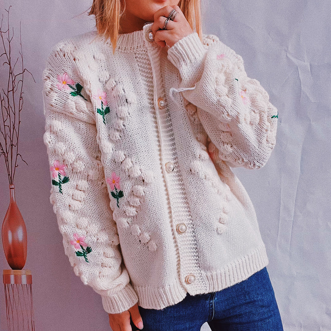 Damen Strickjacke mit floralem Muster Drune