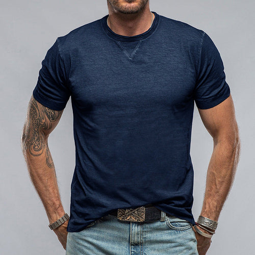 Herren Rundhals T-Shirt aus weichem Baumwollgemisch mit lässigem Schnitt Drune