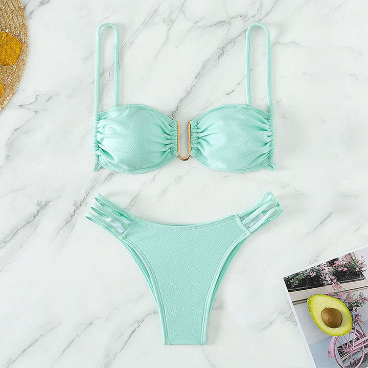 Damen Push-Up Bikini-Set mit elegantem Rüschendesign Drune