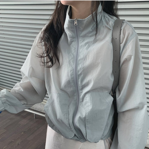 Damen leichte Sportjacke mit voluminösen Ärmeln Drune