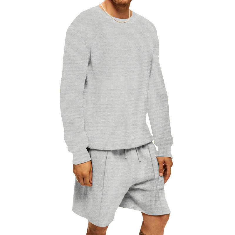 Herren lässiges Sweatshirt- und Shorts-Set mit strukturiertem Design Drune