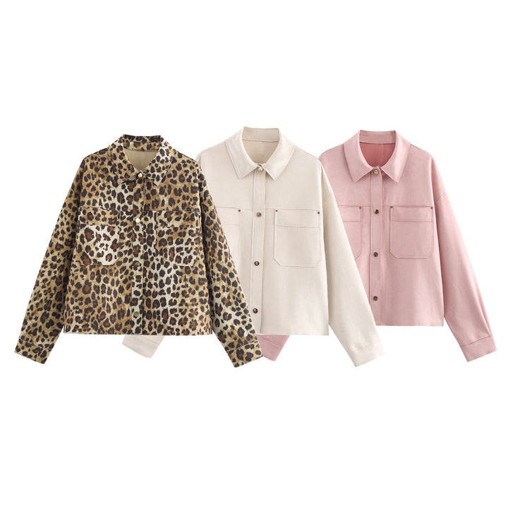 Damen lässige Overshirt-Jacke mit praktischen Brusttaschen und klassischem Kragen Drune