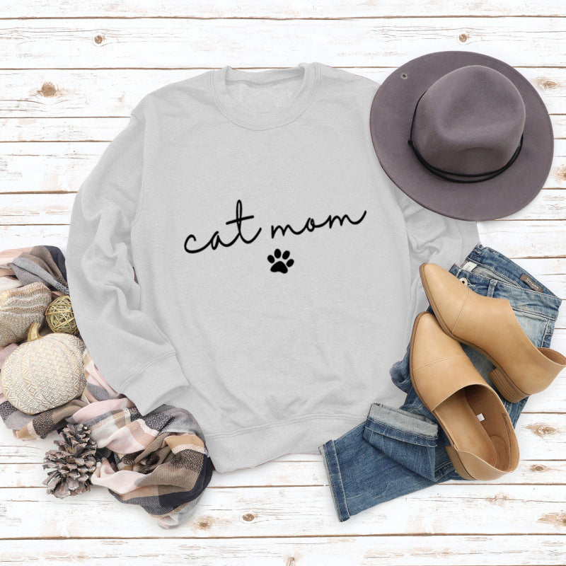 Damen Sweatshirt mit kreativem Katzenmama-Design Drune