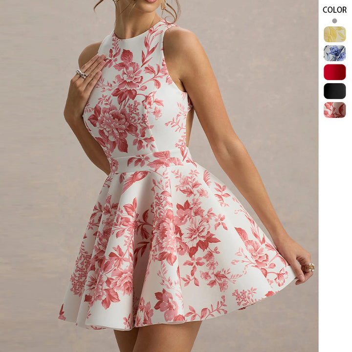 Damen Festliches Minikleid mit schwingendem Rock und raffinierten Cut-Outs Drune