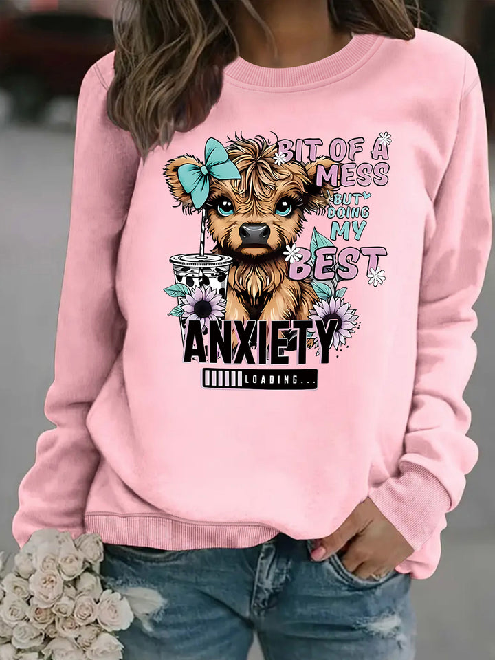 Damen Sweatshirt mit kreativem Hundedesign und inspirierendem Schriftzug Drune