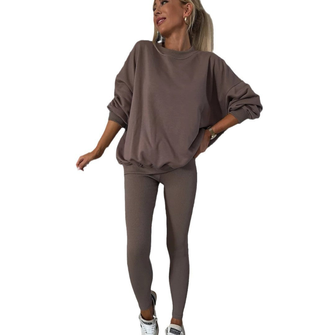 Damen lässiger Sweatpullover mit überschnittenen Schultern und enganliegendem Bein Drune
