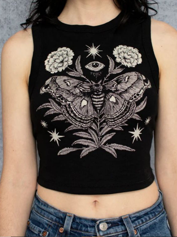 Damen Crop-Top mit einzigartigem Design und modischem Schriftzug Drune