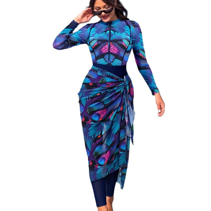 Damen Moderner UV-Schutz-Badeanzug mit Wickelrock Drune