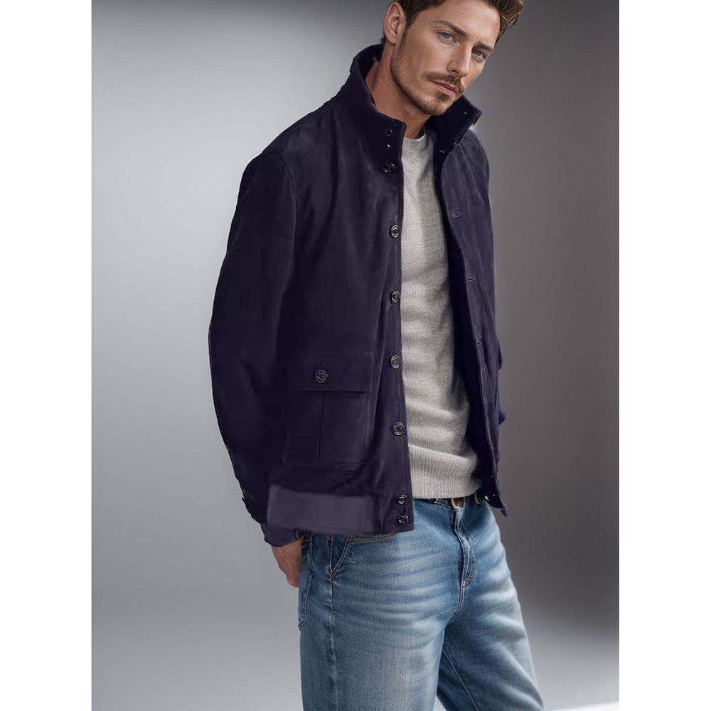 Herren modische Übergangsjacke mit hohen Kragen und aufgesetzten Taschen Drune