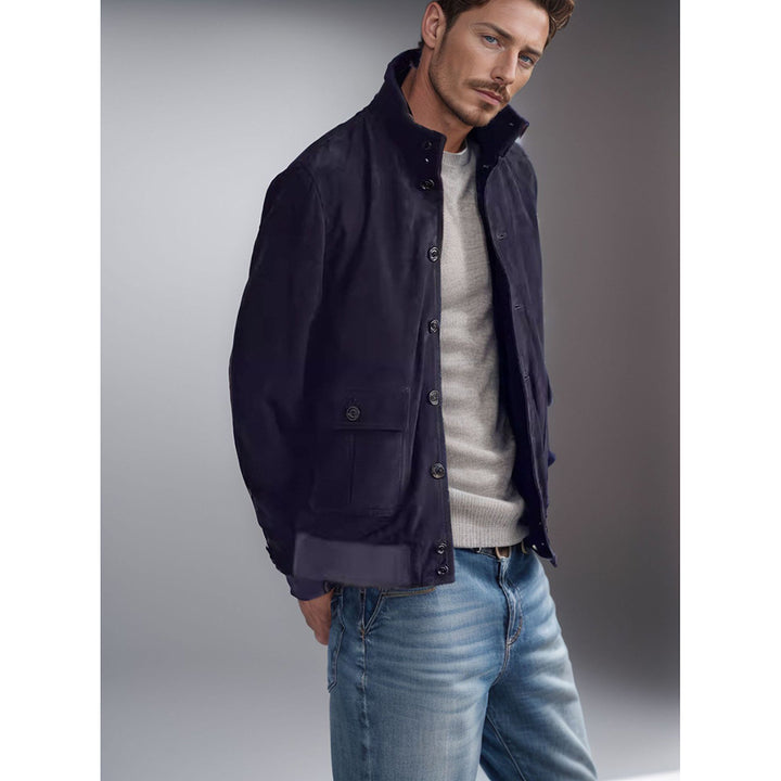 Herren modische Übergangsjacke mit hohen Kragen und aufgesetzten Taschen Drune