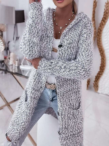 Damen Grobstrickjacke mit Kapuze und praktischen Taschen Drune