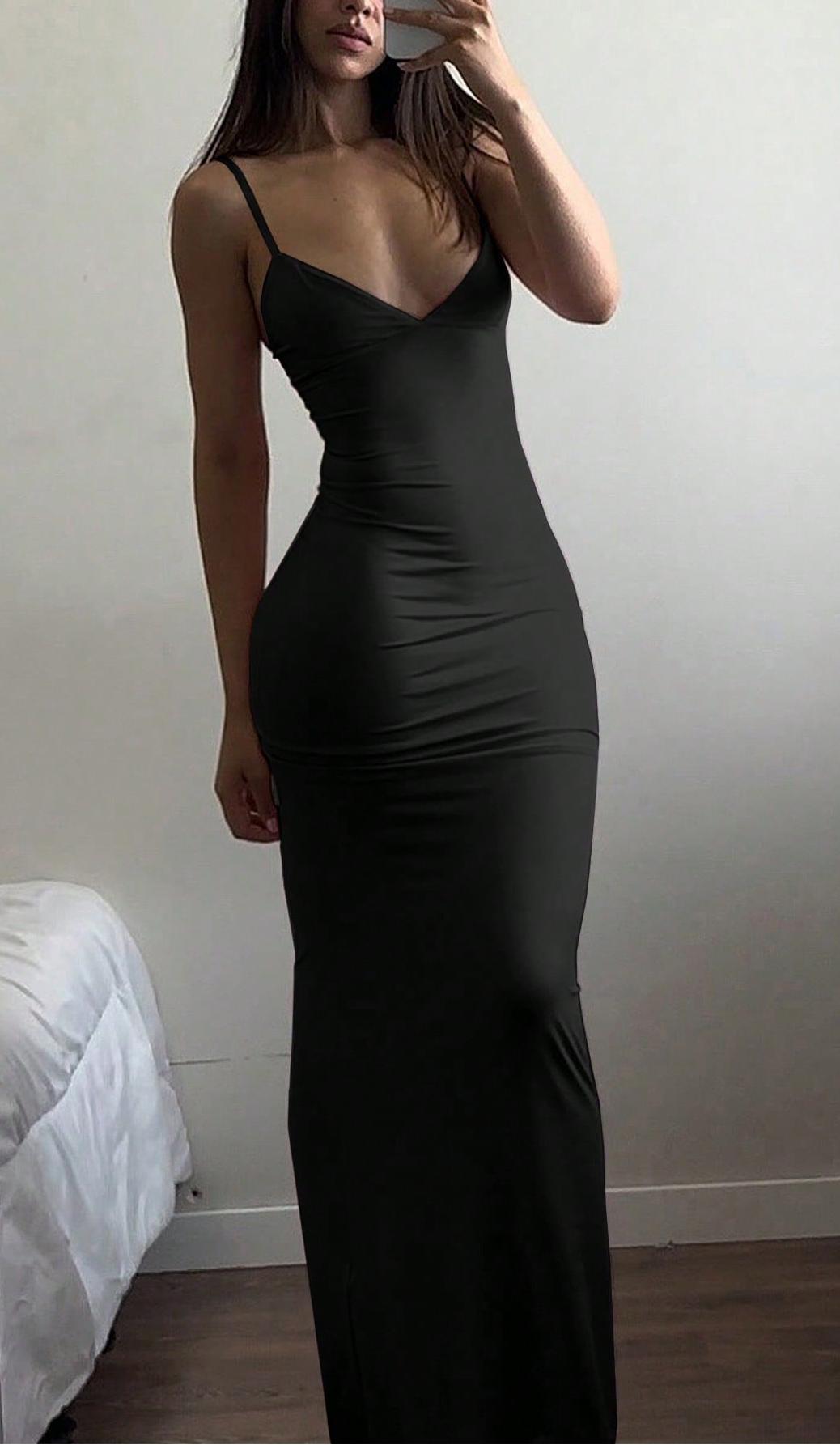 Damen Elegantes Etuikleid mit tiefem V-Ausschnitt und trägerlosem Design Drune