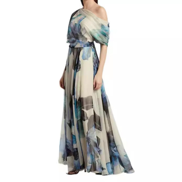 Damen Maxikleid aus leichtem Chiffon mit floralem Muster Drune