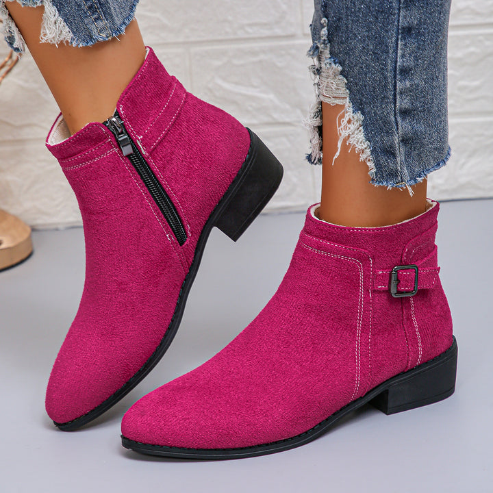 Damen Leo-Muster Ankle Boots mit Reißverschluss und Blockabsatz Drune