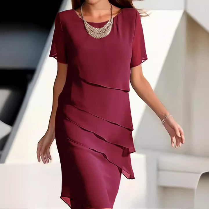 Damen Elegantes und fließendes Kleid mit Layering-Effekt Drune