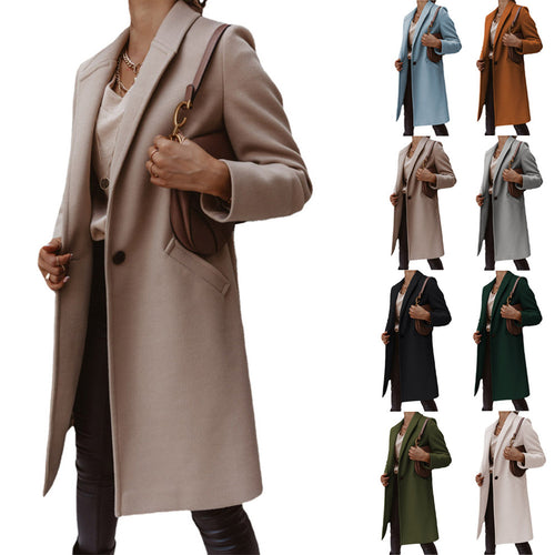 Damen eleganter Wollmantel mit eingrifftaschen und schmeichelndem Schnitt Drune