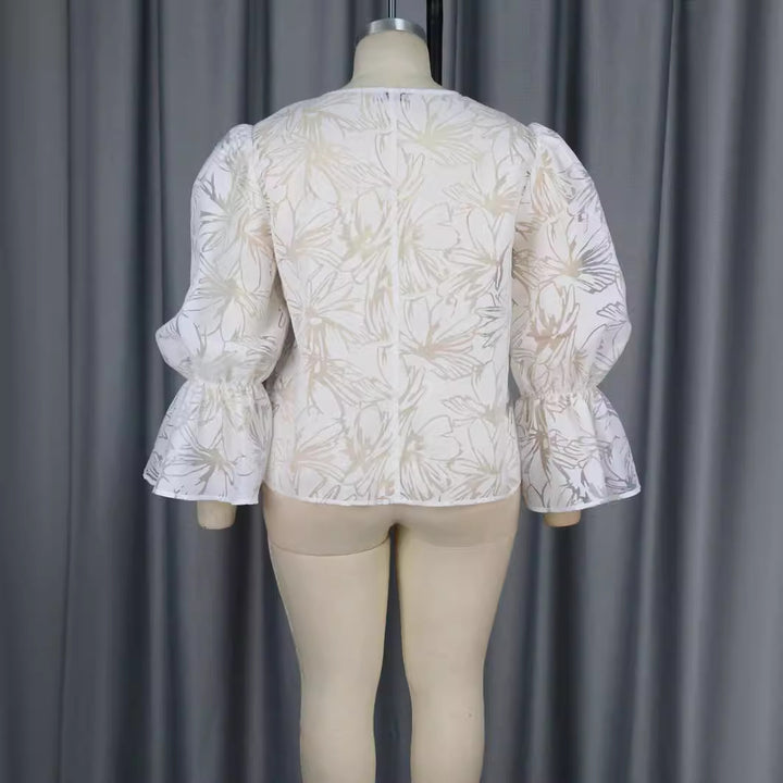 Damen Elegante Bluse mit voluminösen Ärmeln und floralem Muster Drune