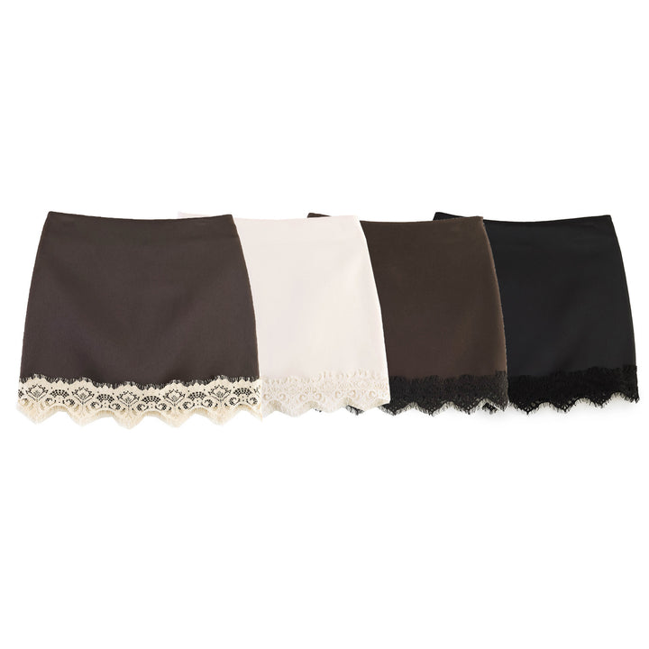 Damen Feiner Rock mit eleganter Spitzenverzierung Drune
