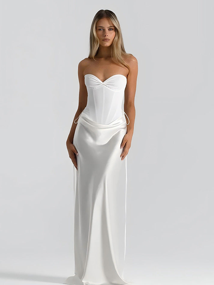 Damen Maxikleid mit elegantem Schnitt und raffinierten Drapierungen Drune