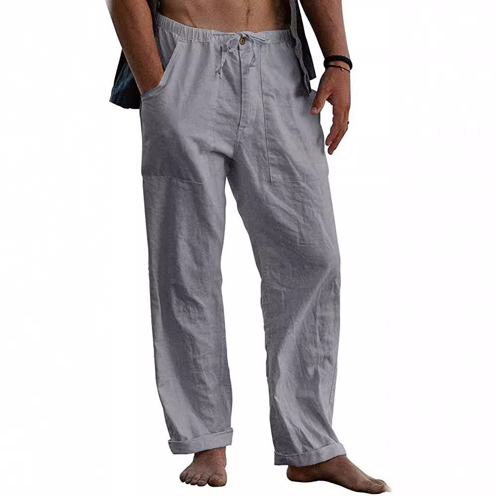 Herren nan leichte Leinenhose mit elastischem Bund und geradem Schnitt Drune