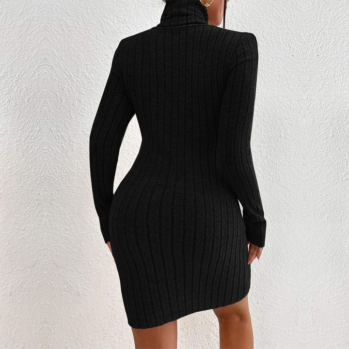 Damen Minikleid mit asymmetrischem Ausschnitt und schickem Stehkragen Drune