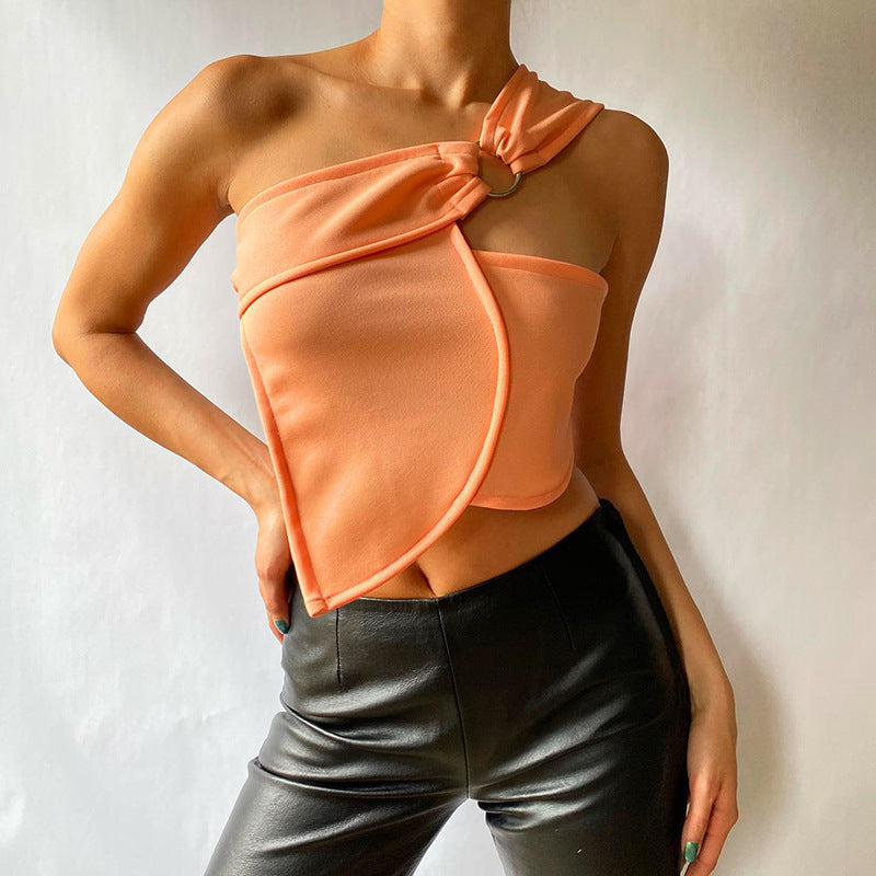 Damen asymmetrisches Trägershirt mit elegantem Ringdetail Drune