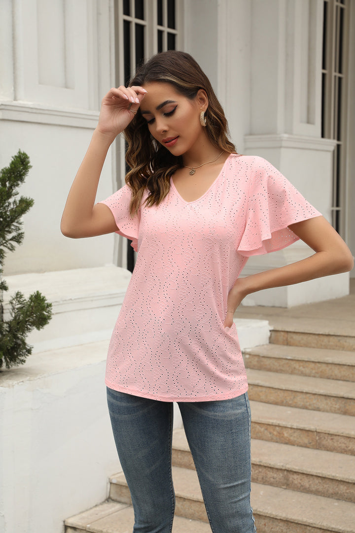 Damen stilvolle Bluse mit Schmetterlingsärmeln Drune