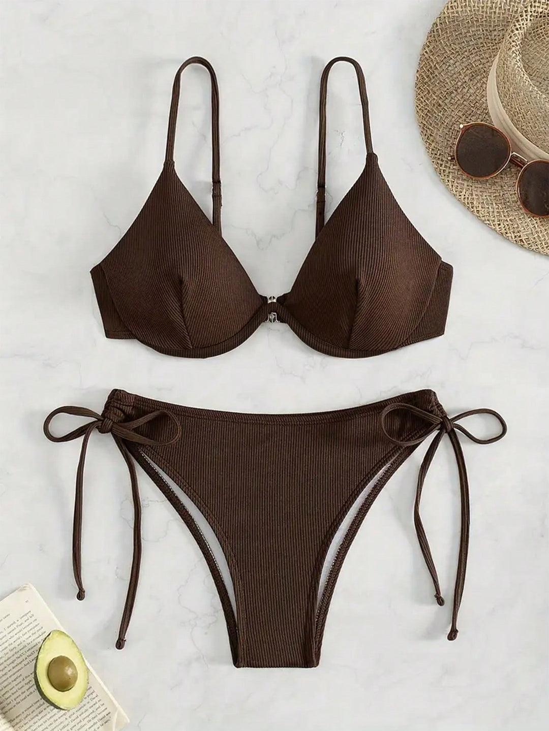 Damen Triangel-Bikini mit verstellbaren Trägern und Seitenschnürungen Drune
