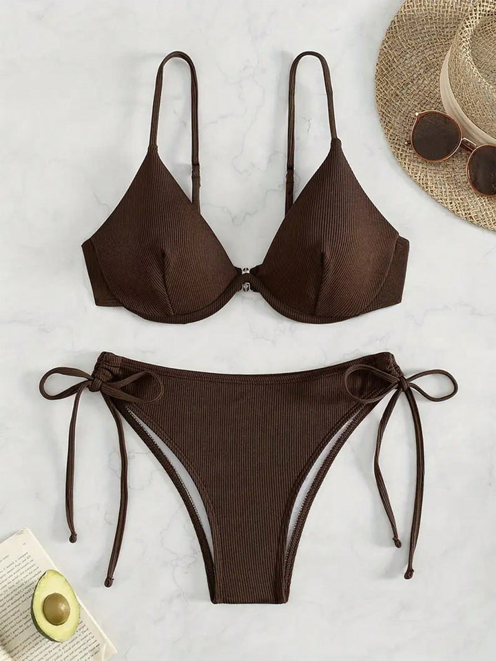 Damen Triangel-Bikini mit verstellbaren Trägern und Seitenschnürungen Drune