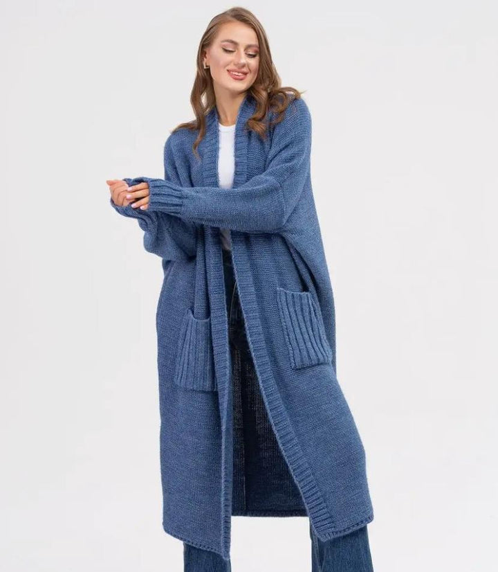 Damen Gemütlicher Strickmantel mit großen Taschen und oversized Schnitt Drune