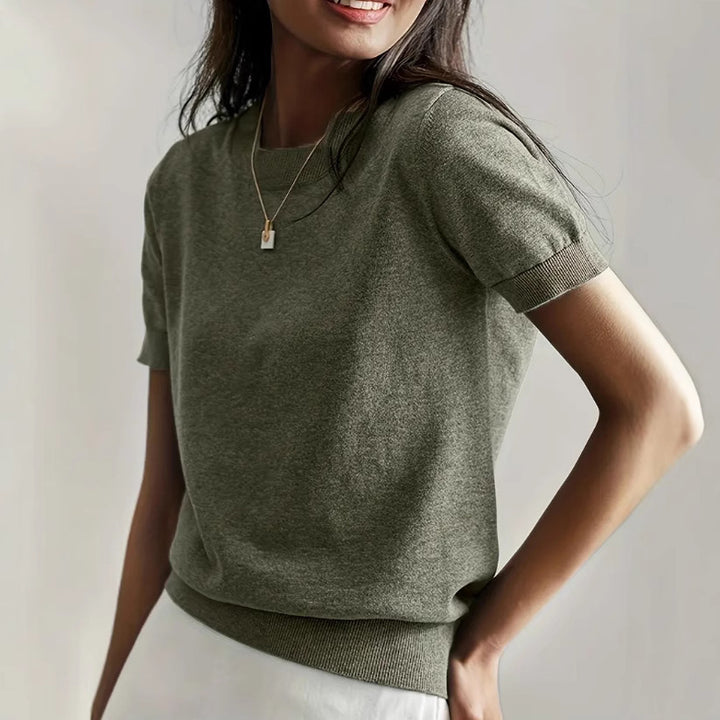 Damen Feinstrickpullover mit kurzarmiger Silhouette und weich fließendem Material Drune