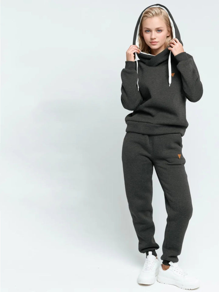 Damen Sportliches Hoodie-Set mit hohem Kragen Drune