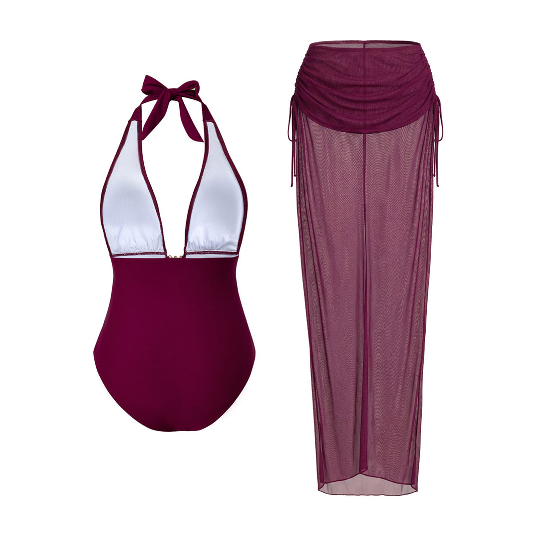 Damen Maxikleid mit tiefem V-Ausschnitt und Seitenschlitzen Drune