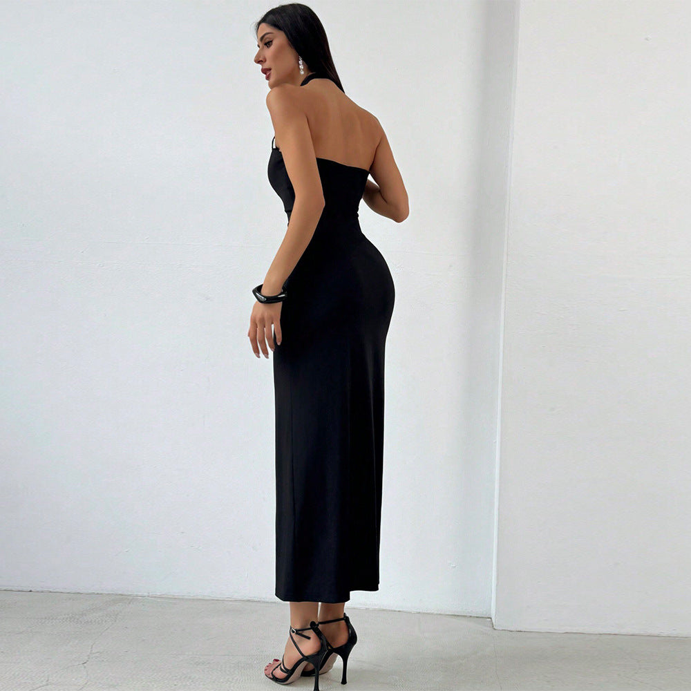 Damen Maxikleid mit raffiniertem Kreuz-Ausschnitt und figurbetonender Silhouette Drune