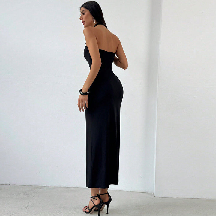 Damen Maxikleid mit raffiniertem Kreuz-Ausschnitt und figurbetonender Silhouette Drune