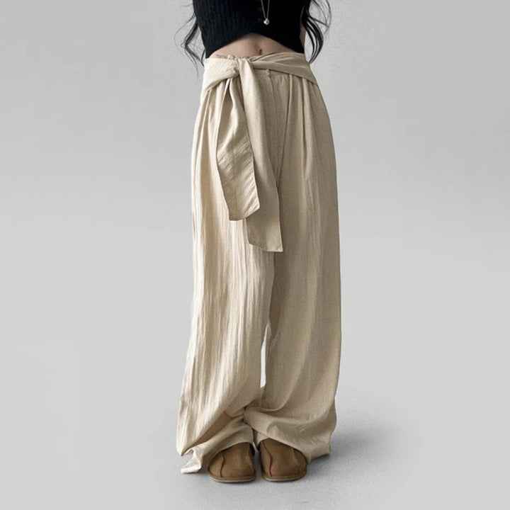 Damen Weite Stoffhose mit Bindegürtel Drune