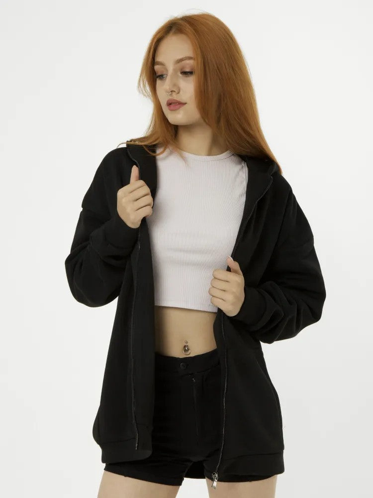 Damen oversized Kapuzenpullover mit weichem Innenfutter Drune