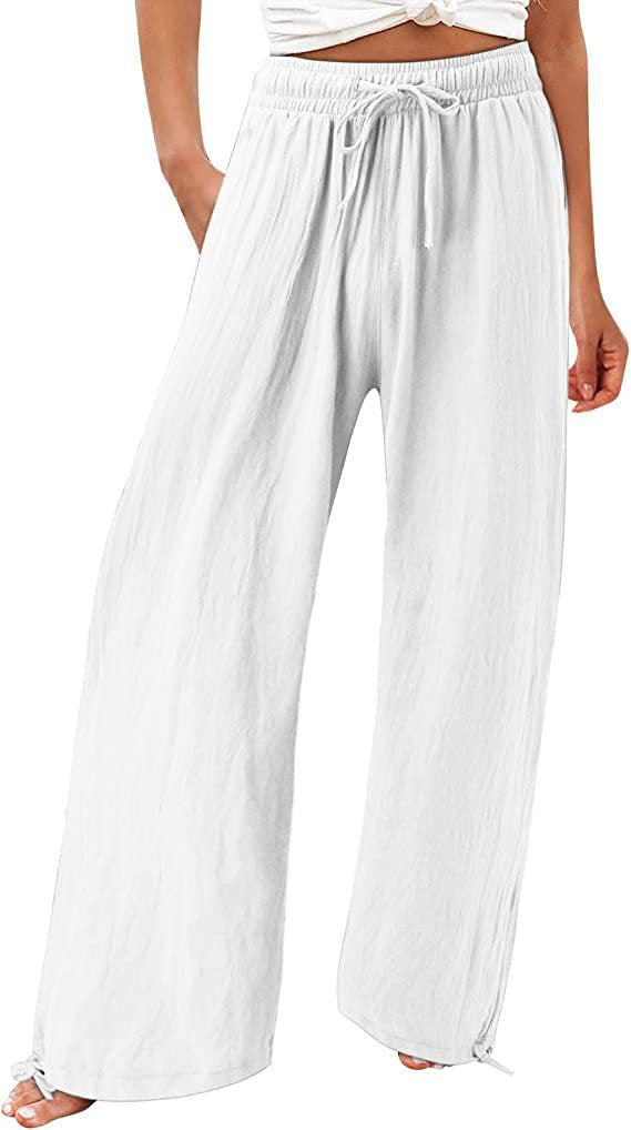 Damen Weite Sommerhose aus leichtem Material mit verstellbarem Bund Drune