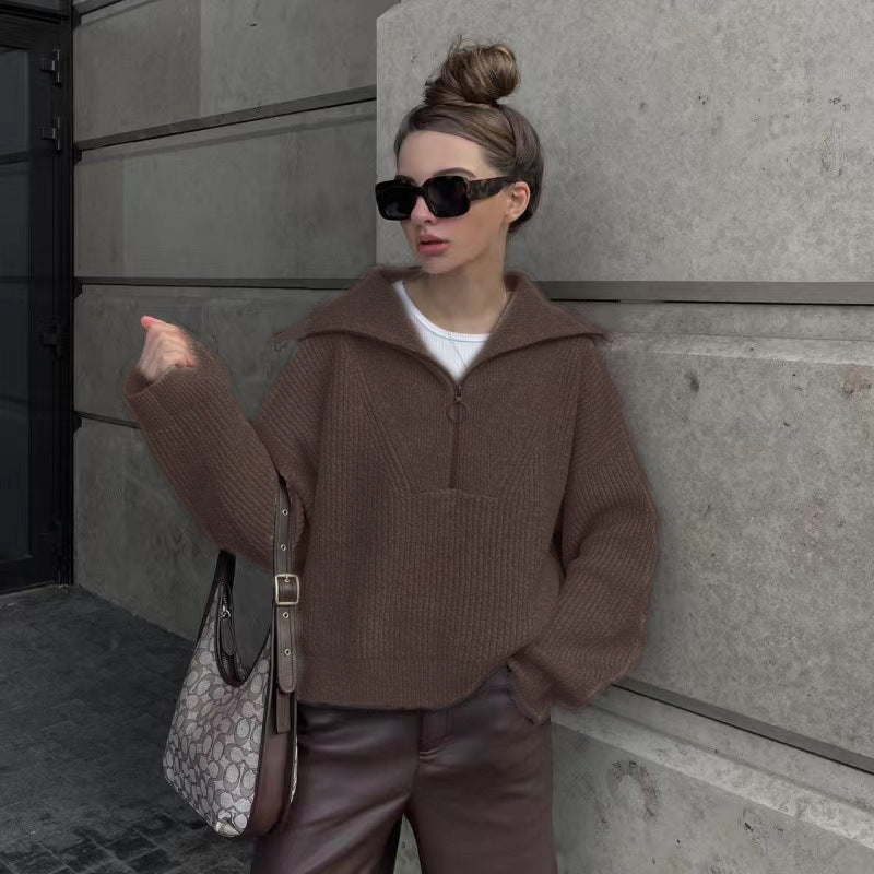 Drune | Rippstrickpullover mit Reißverschluss Weich und Warm Lässig Schick