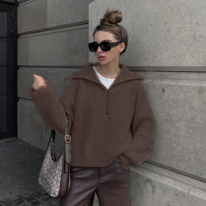 Drune | Rippstrickpullover mit Reißverschluss Weich und Warm Lässig Schick