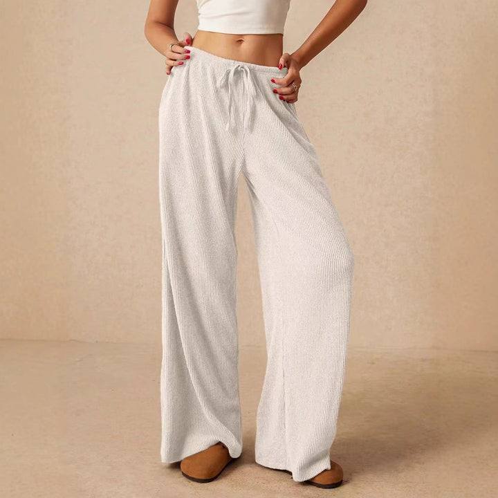 Damen weite Strickhose mit verstellbarem Bund und seitlichen Taschen Drune